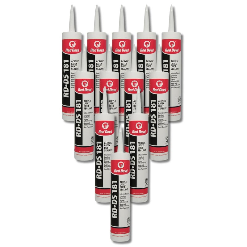 Red Devil 0846DS RD-DS 181 Acrylic Latex Duct Sealant, 10.1 oz, Gray, 12 Pack - Image 1